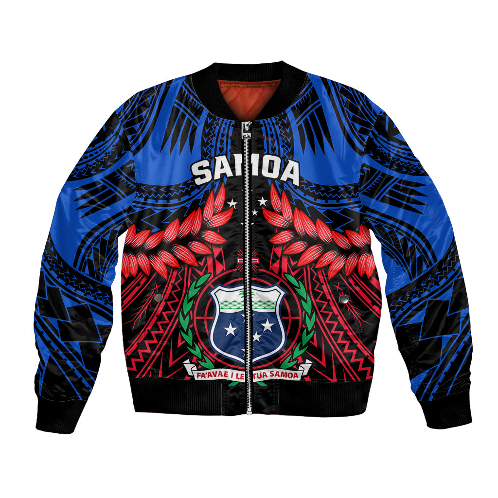 Personalised Samoa Bomber Jacket Heritage Festival Samoan Tattoo With Ula Fala Kava Bowl - Wonder Print Shop