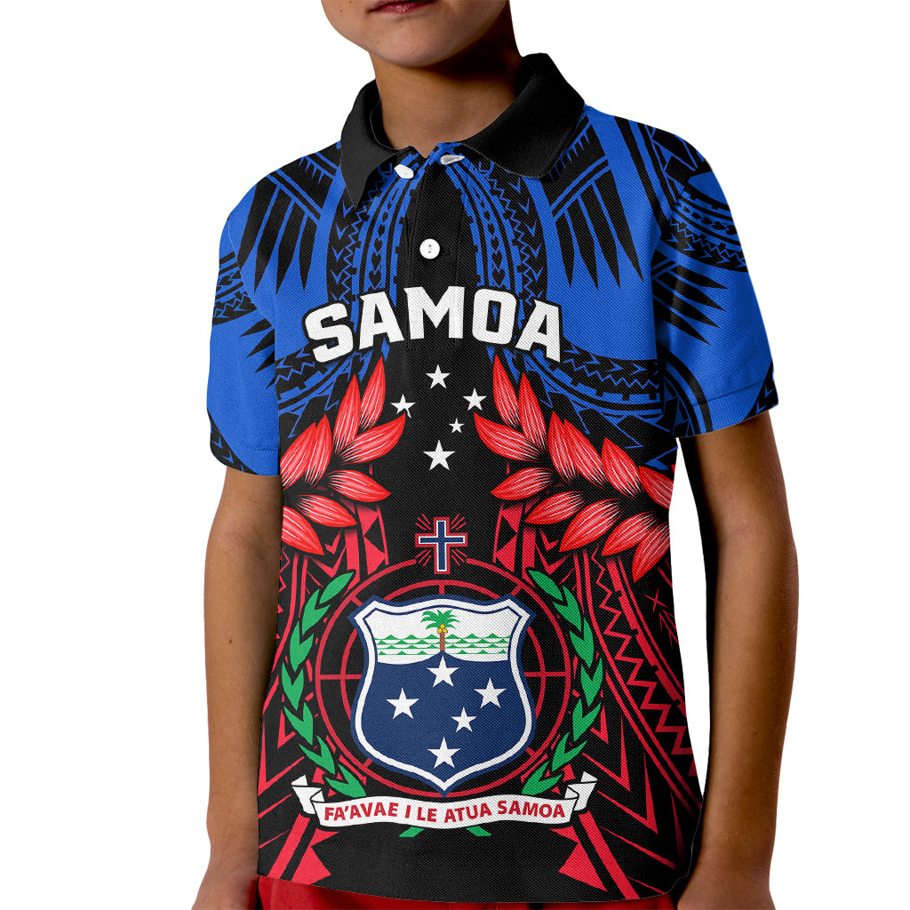 Personalised Samoa Kid Polo Shirt Heritage Festival Samoan Tattoo With Ula Fala Kava Bowl - Wonder Print Shop