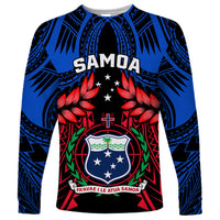 Personalised Samoa Long Sleeve Shirt Heritage Festival Samoan Tattoo With Ula Fala Kava Bowl - Wonder Print Shop