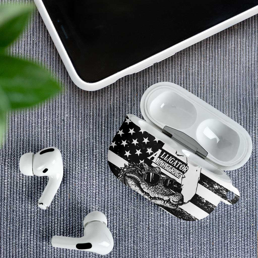 Alligator Alcatraz AirPods Case Cool Gator Everglades USA Grunge Flag - Wonder Print Shop