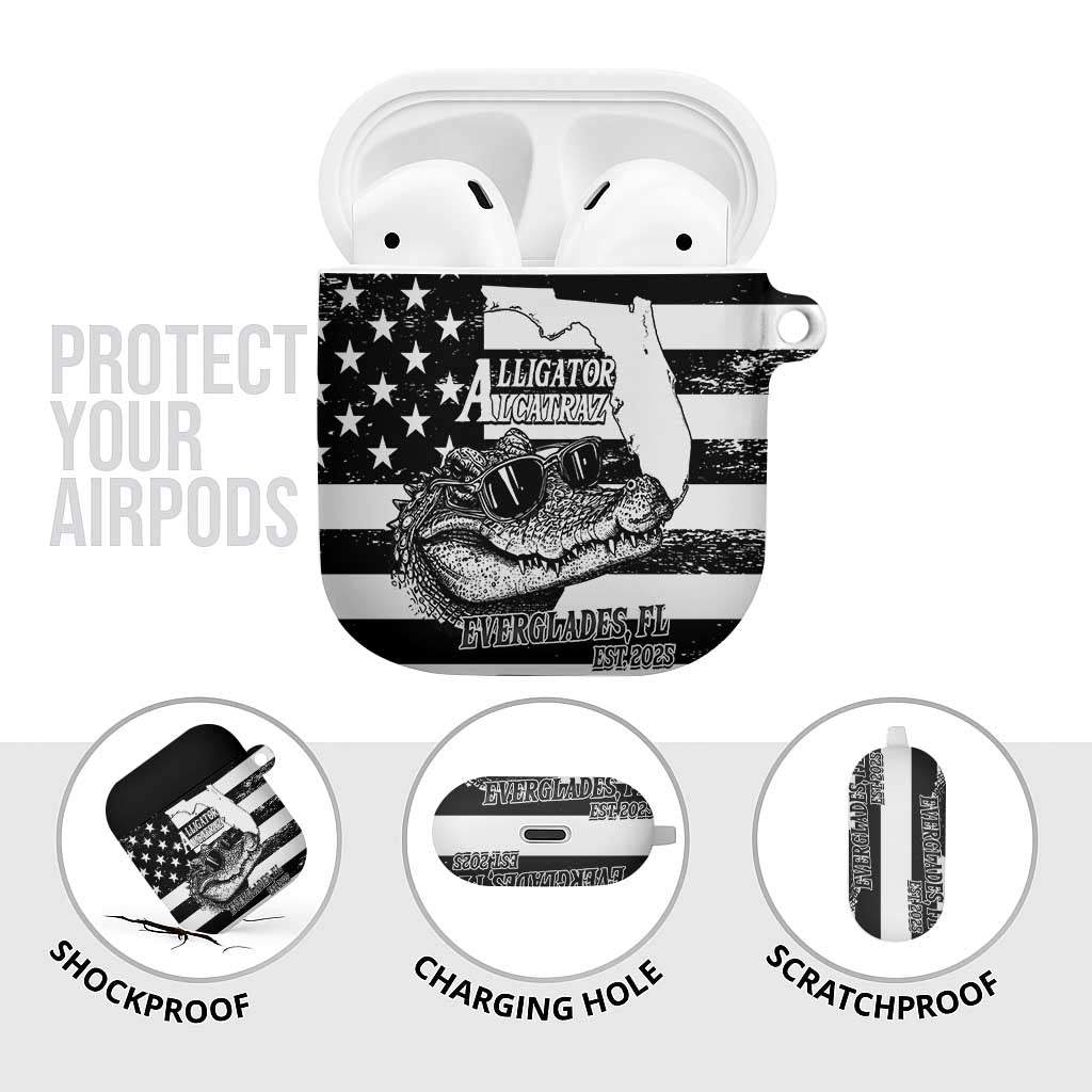 Alligator Alcatraz AirPods Case Cool Gator Everglades USA Grunge Flag - Wonder Print Shop