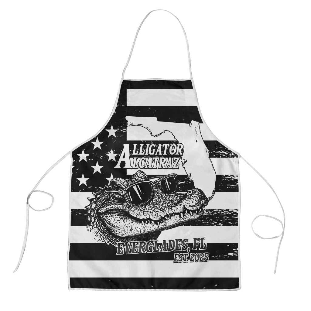 Alligator Alcatraz Apron Cool Gator Everglades USA Grunge Flag - Wonder Print Shop