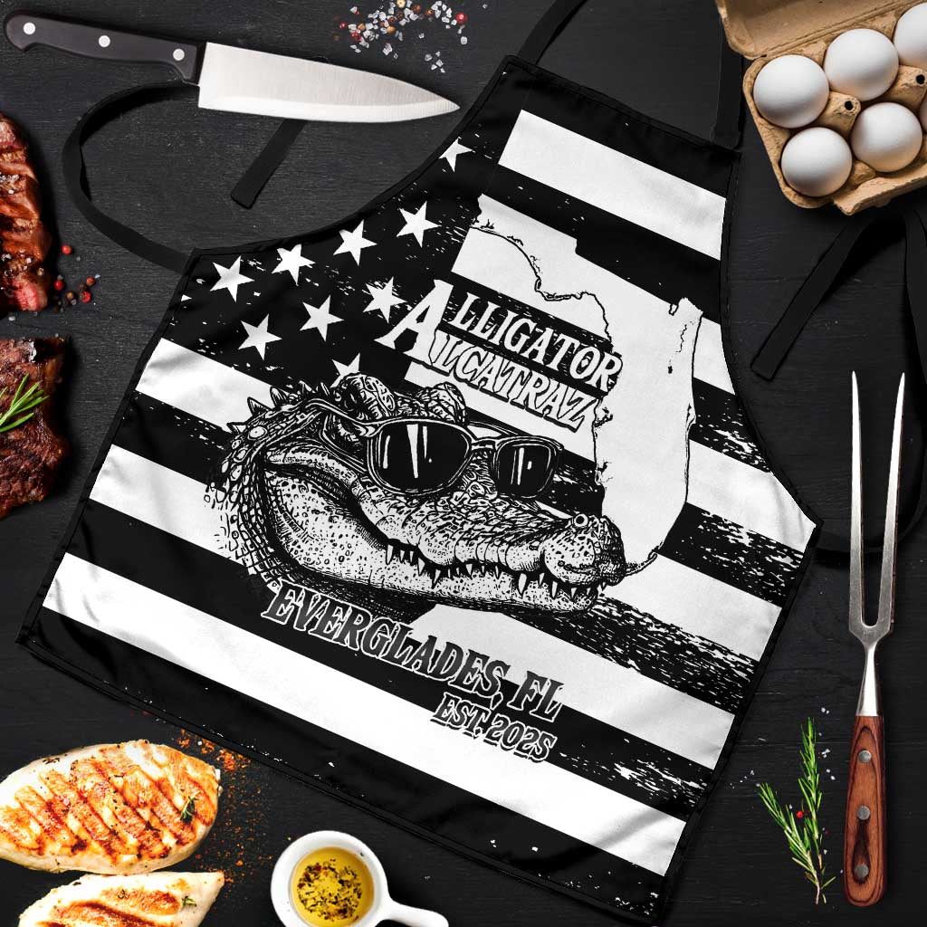 Alligator Alcatraz Apron Cool Gator Everglades USA Grunge Flag - Wonder Print Shop