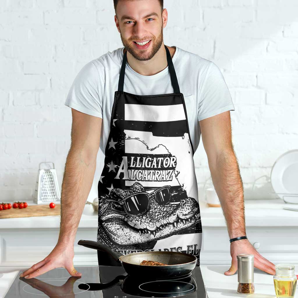 Alligator Alcatraz Apron Cool Gator Everglades USA Grunge Flag - Wonder Print Shop