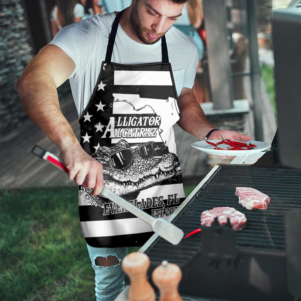 Alligator Alcatraz Apron Cool Gator Everglades USA Grunge Flag - Wonder Print Shop