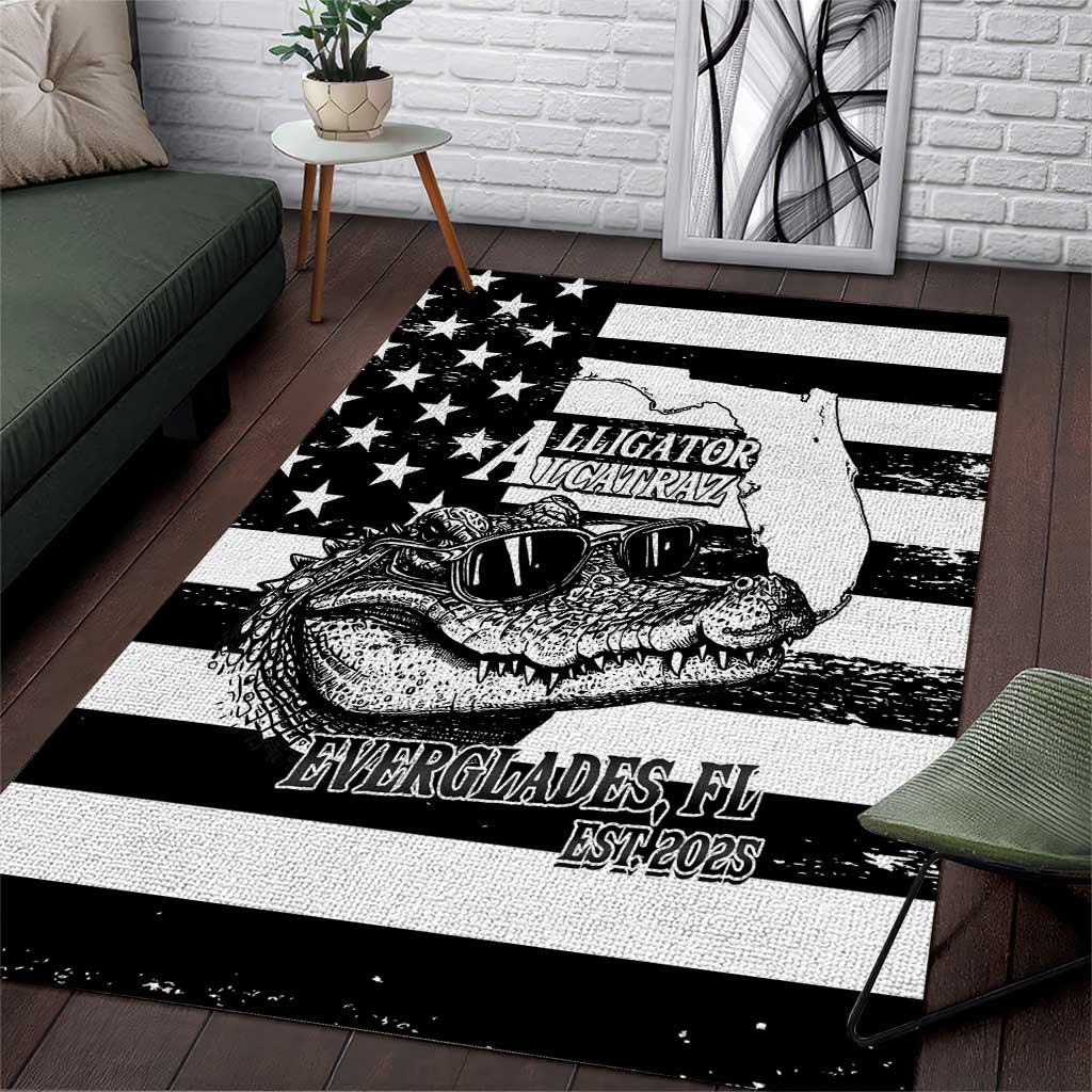 Alligator Alcatraz Area Rug Cool Gator Everglades USA Grunge Flag - Wonder Print Shop