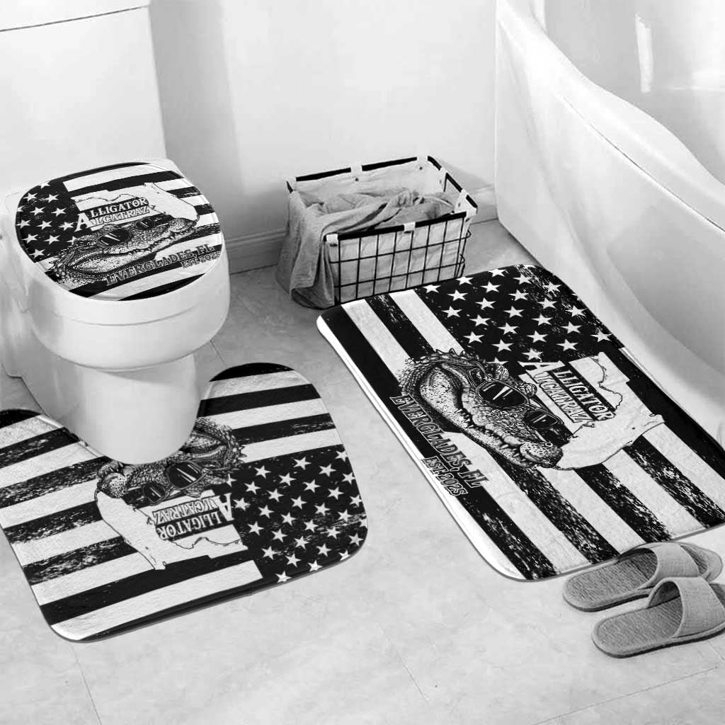 Alligator Alcatraz Bathroom Set Cool Gator Everglades USA Grunge Flag - Wonder Print Shop