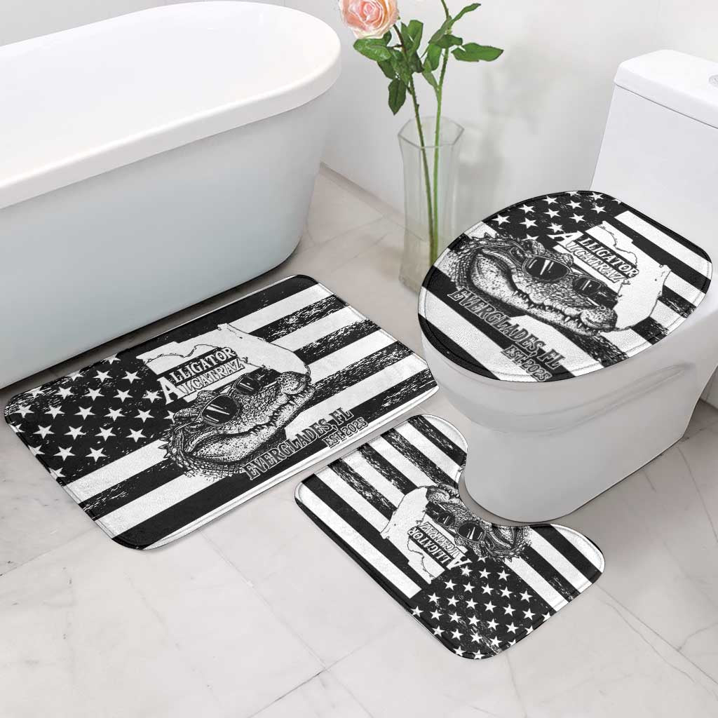 Alligator Alcatraz Bathroom Set Cool Gator Everglades USA Grunge Flag - Wonder Print Shop