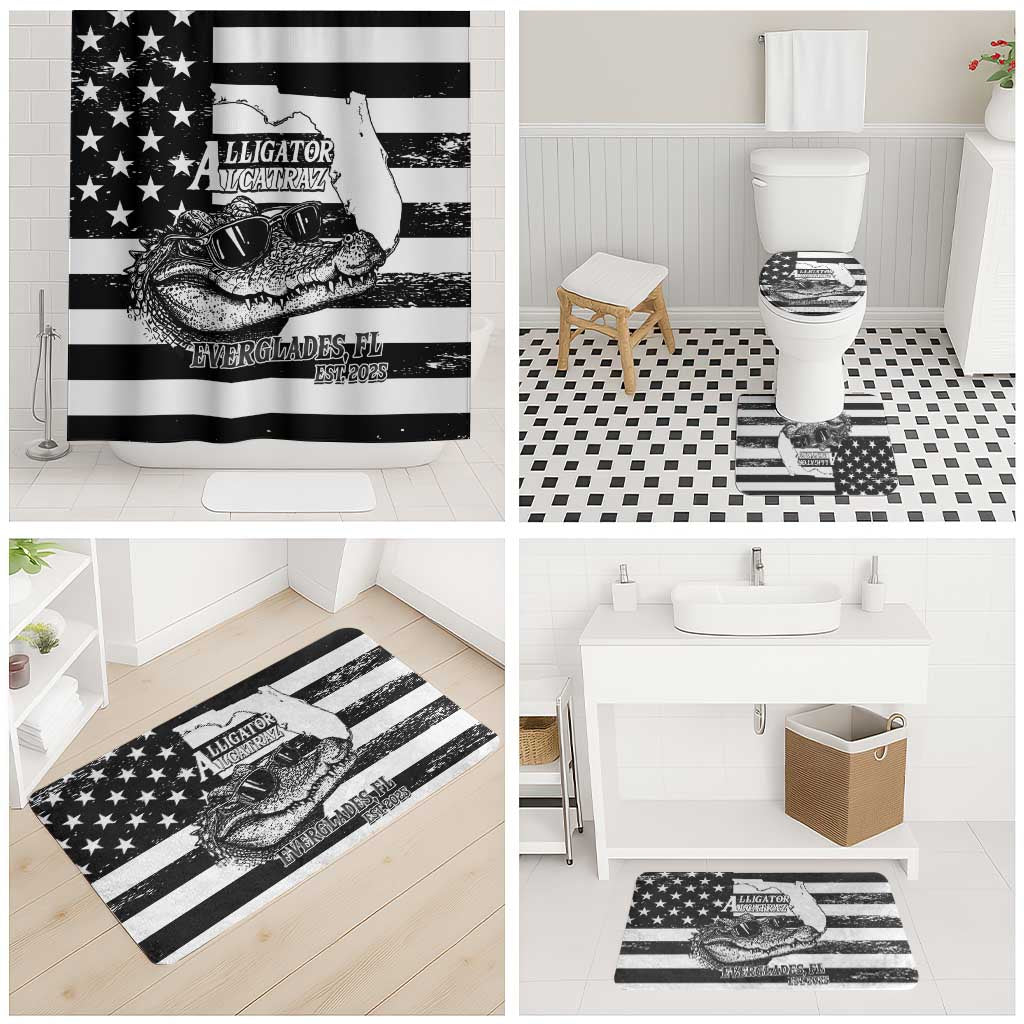 Alligator Alcatraz Bathroom Set Cool Gator Everglades USA Grunge Flag - Wonder Print Shop
