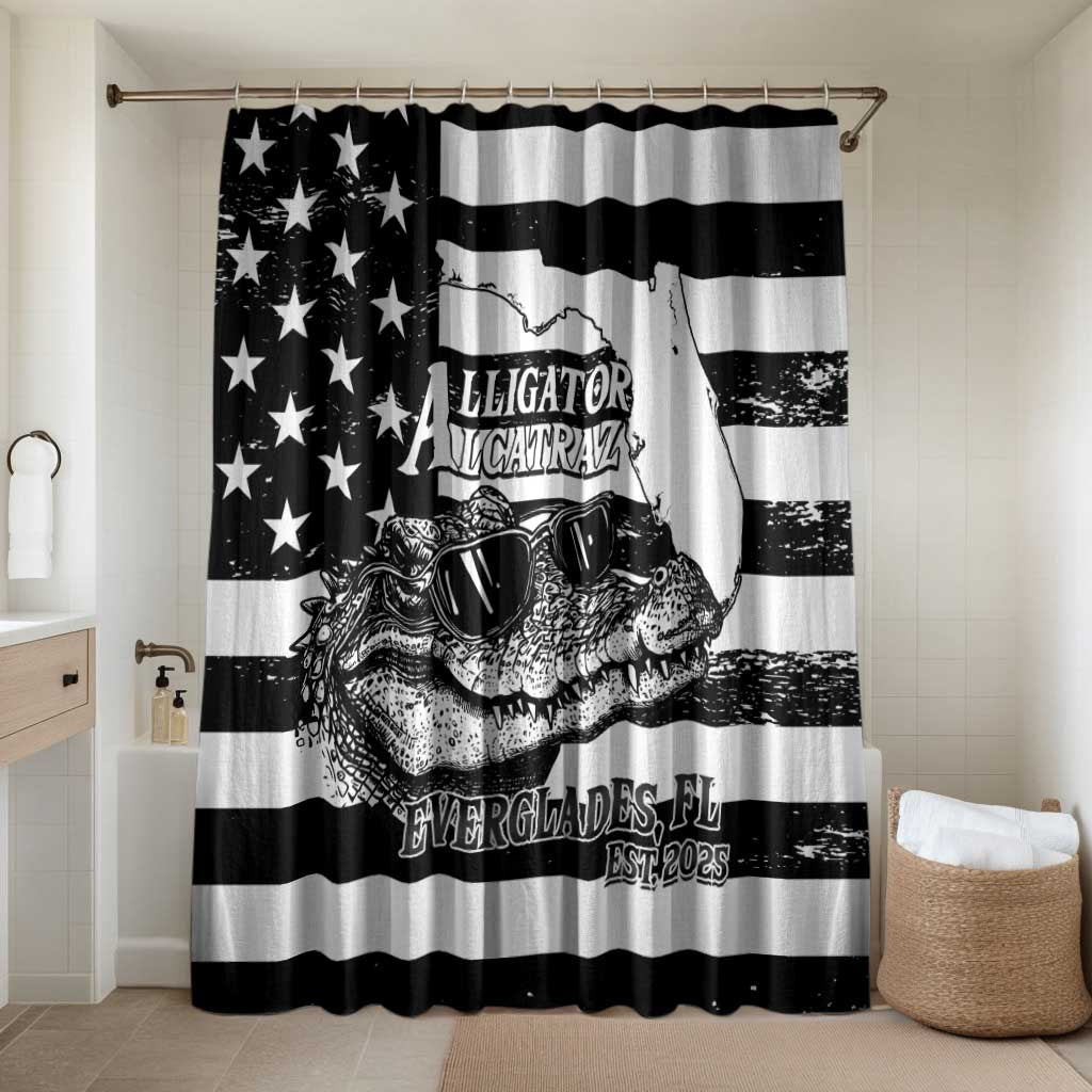 Alligator Alcatraz Bathroom Set Cool Gator Everglades USA Grunge Flag - Wonder Print Shop