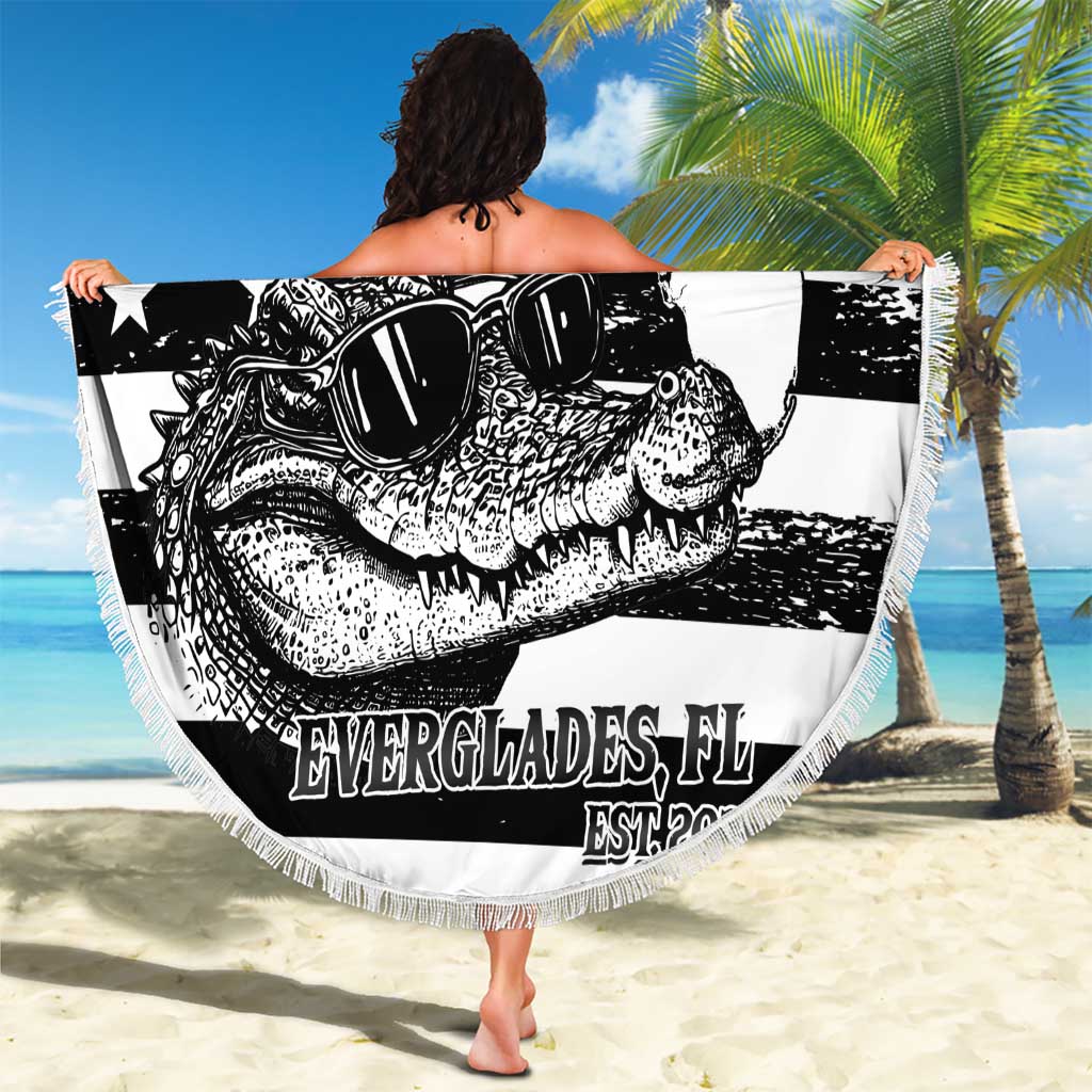 Alligator Alcatraz Beach Blanket Cool Gator Everglades USA Grunge Flag - Wonder Print Shop
