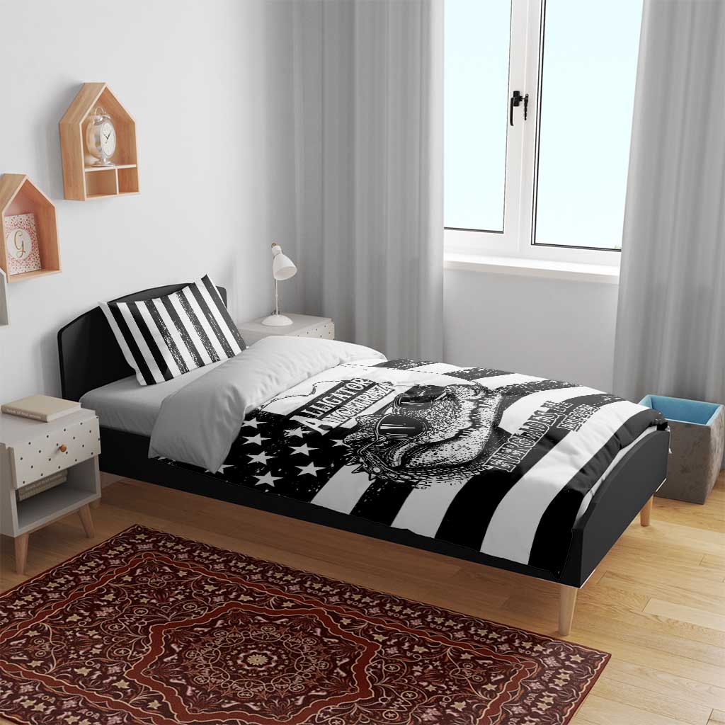 Alligator Alcatraz Bedding Set Cool Gator Everglades USA Grunge Flag - Wonder Print Shop