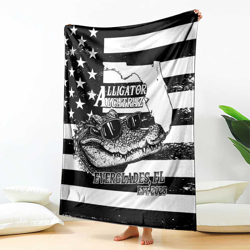 Alligator Alcatraz Blanket Cool Gator Everglades USA Grunge Flag - Wonder Print Shop