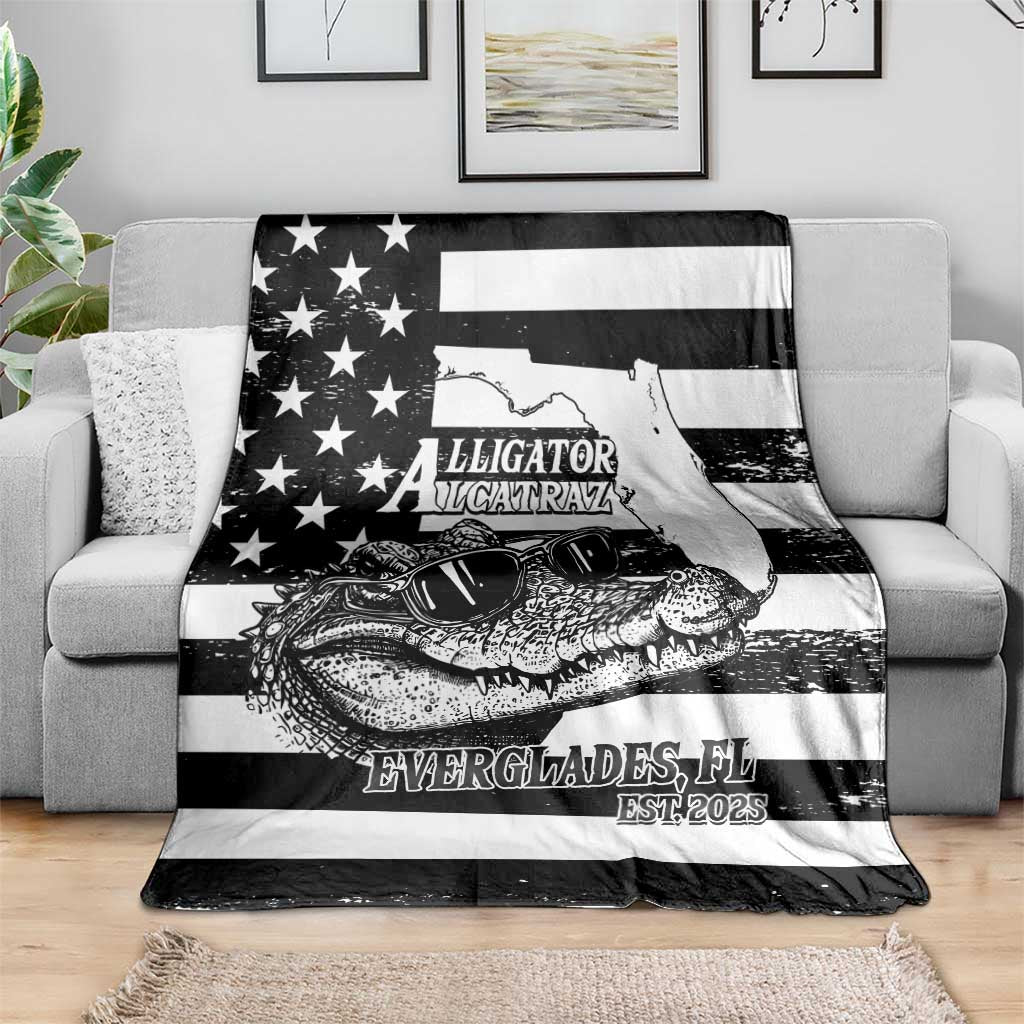 Alligator Alcatraz Blanket Cool Gator Everglades USA Grunge Flag - Wonder Print Shop