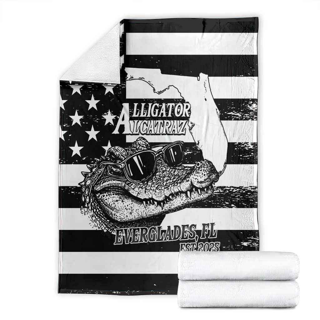 Alligator Alcatraz Blanket Cool Gator Everglades USA Grunge Flag - Wonder Print Shop