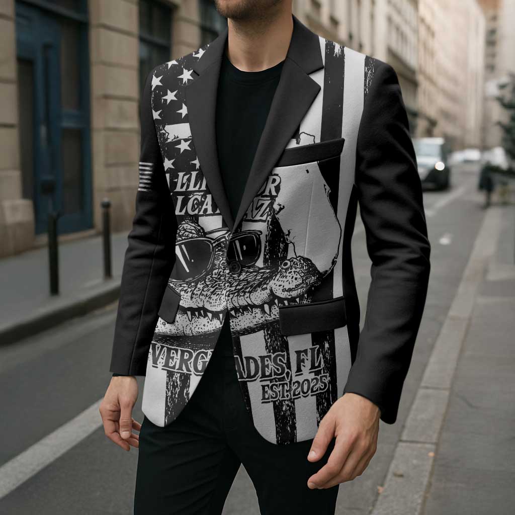 Alligator Alcatraz Blazer Cool Gator Everglades USA Grunge Flag - Wonder Print Shop