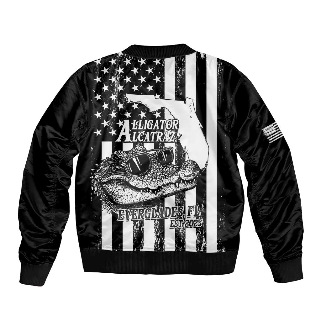 Alligator Alcatraz Bomber Jacket Cool Gator Everglades USA Grunge Flag - Wonder Print Shop