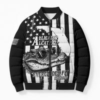 Alligator Alcatraz Bomber Puffer Jacket Cool Gator Everglades USA Grunge Flag - Wonder Print Shop