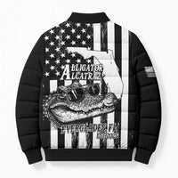 Alligator Alcatraz Bomber Puffer Jacket Cool Gator Everglades USA Grunge Flag - Wonder Print Shop