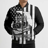 Alligator Alcatraz Bomber Puffer Jacket Cool Gator Everglades USA Grunge Flag - Wonder Print Shop