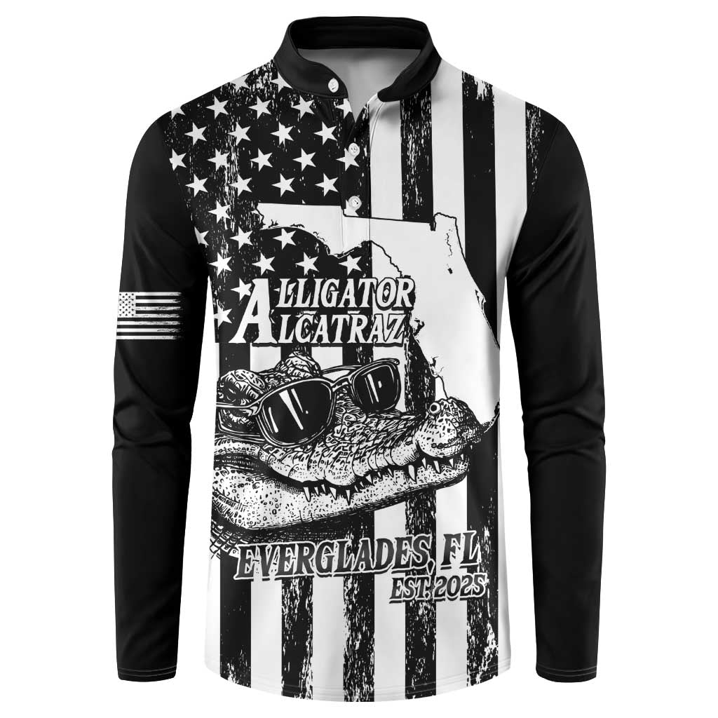 Alligator Alcatraz Button Sweatshirt Cool Gator Everglades USA Grunge Flag - Wonder Print Shop