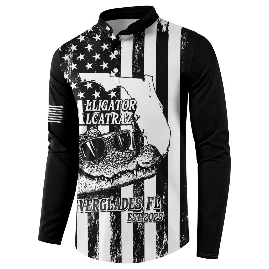 Alligator Alcatraz Button Sweatshirt Cool Gator Everglades USA Grunge Flag - Wonder Print Shop