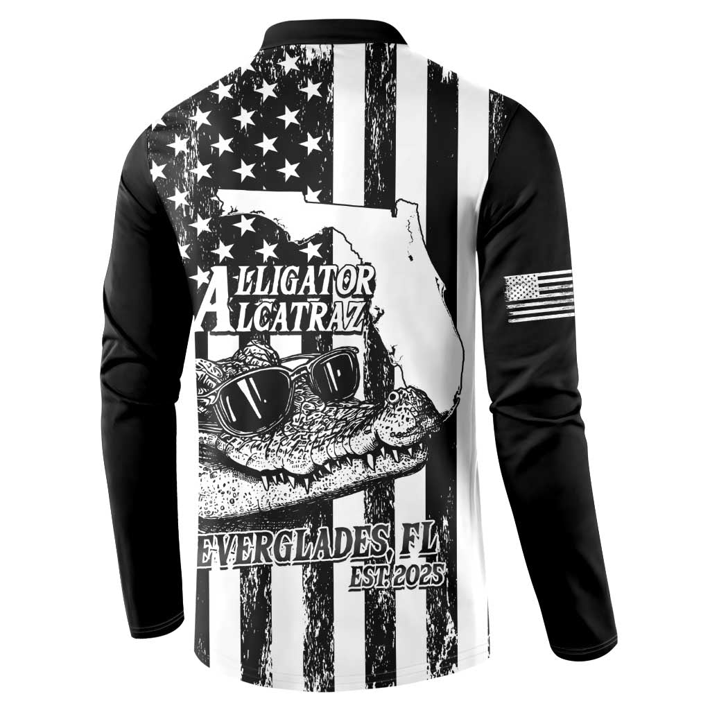 Alligator Alcatraz Button Sweatshirt Cool Gator Everglades USA Grunge Flag - Wonder Print Shop