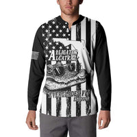Alligator Alcatraz Button Sweatshirt Cool Gator Everglades USA Grunge Flag - Wonder Print Shop