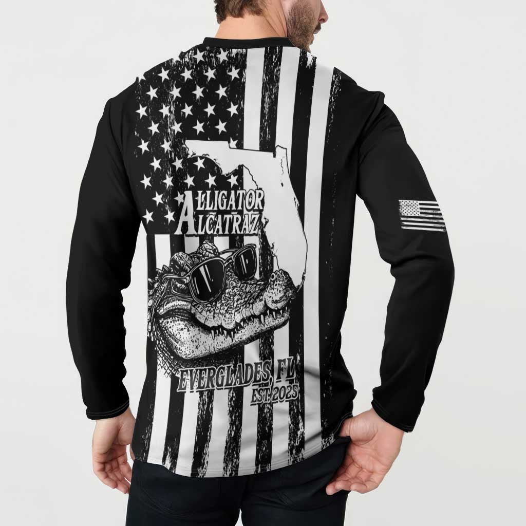 Alligator Alcatraz Button Sweatshirt Cool Gator Everglades USA Grunge Flag - Wonder Print Shop
