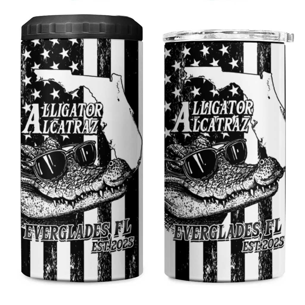 Alligator Alcatraz 4 in 1 Can Cooler Tumbler Cool Gator Everglades USA Grunge Flag - Wonder Print Shop