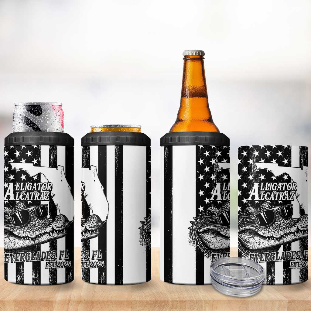 Alligator Alcatraz 4 in 1 Can Cooler Tumbler Cool Gator Everglades USA Grunge Flag - Wonder Print Shop
