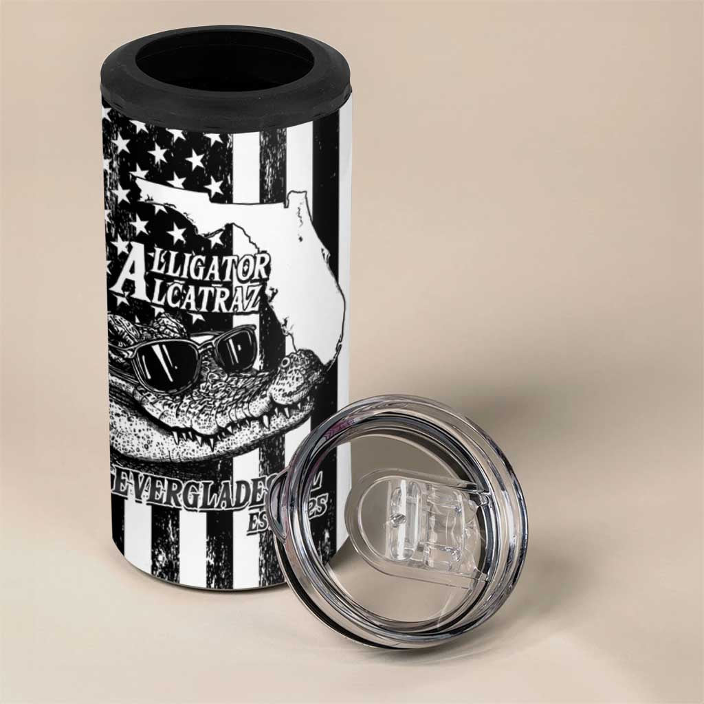 Alligator Alcatraz 4 in 1 Can Cooler Tumbler Cool Gator Everglades USA Grunge Flag - Wonder Print Shop