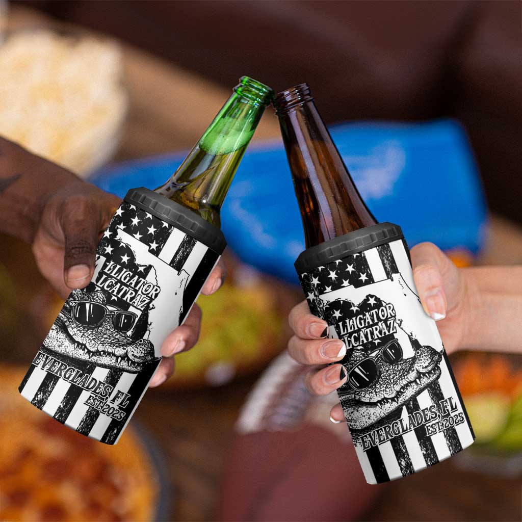 Alligator Alcatraz 4 in 1 Can Cooler Tumbler Cool Gator Everglades USA Grunge Flag - Wonder Print Shop