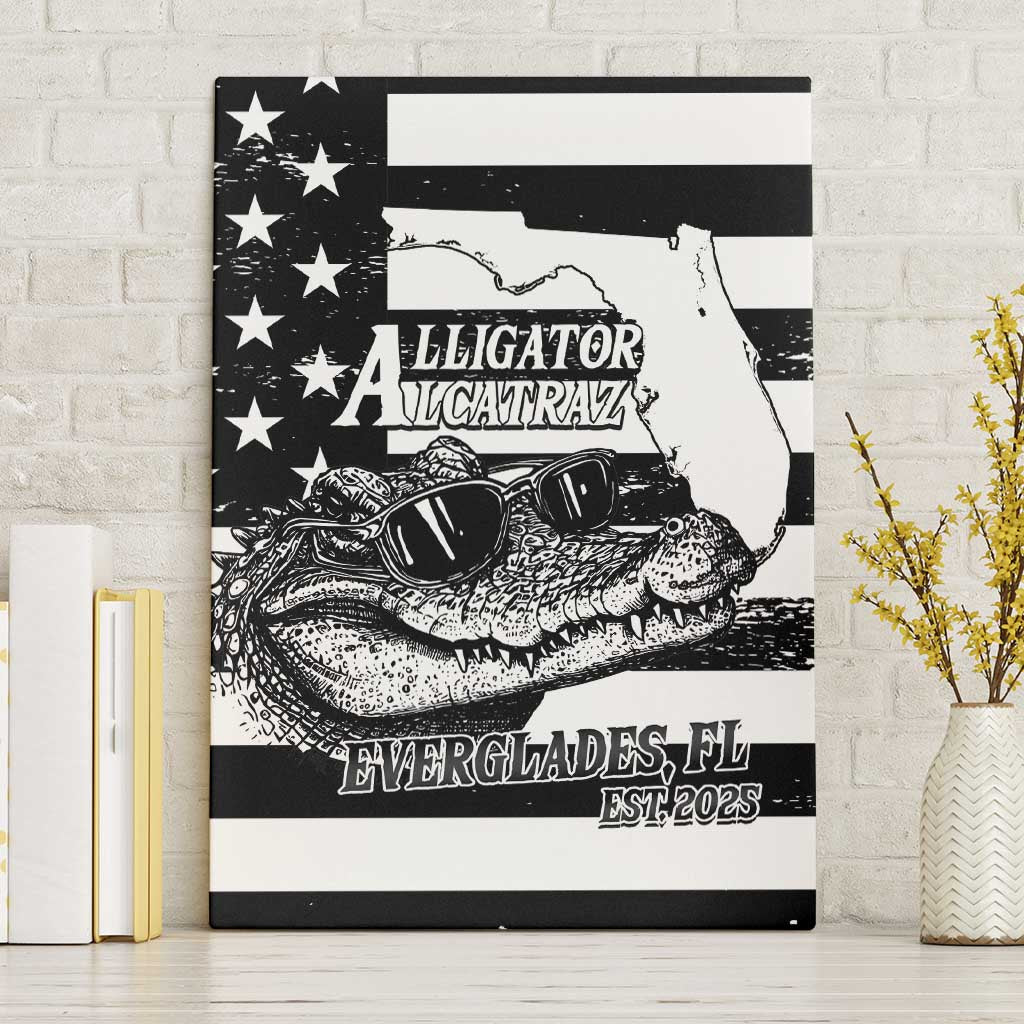 Alligator Alcatraz Canvas Wall Art Cool Gator Everglades USA Grunge Flag - Wonder Print Shop