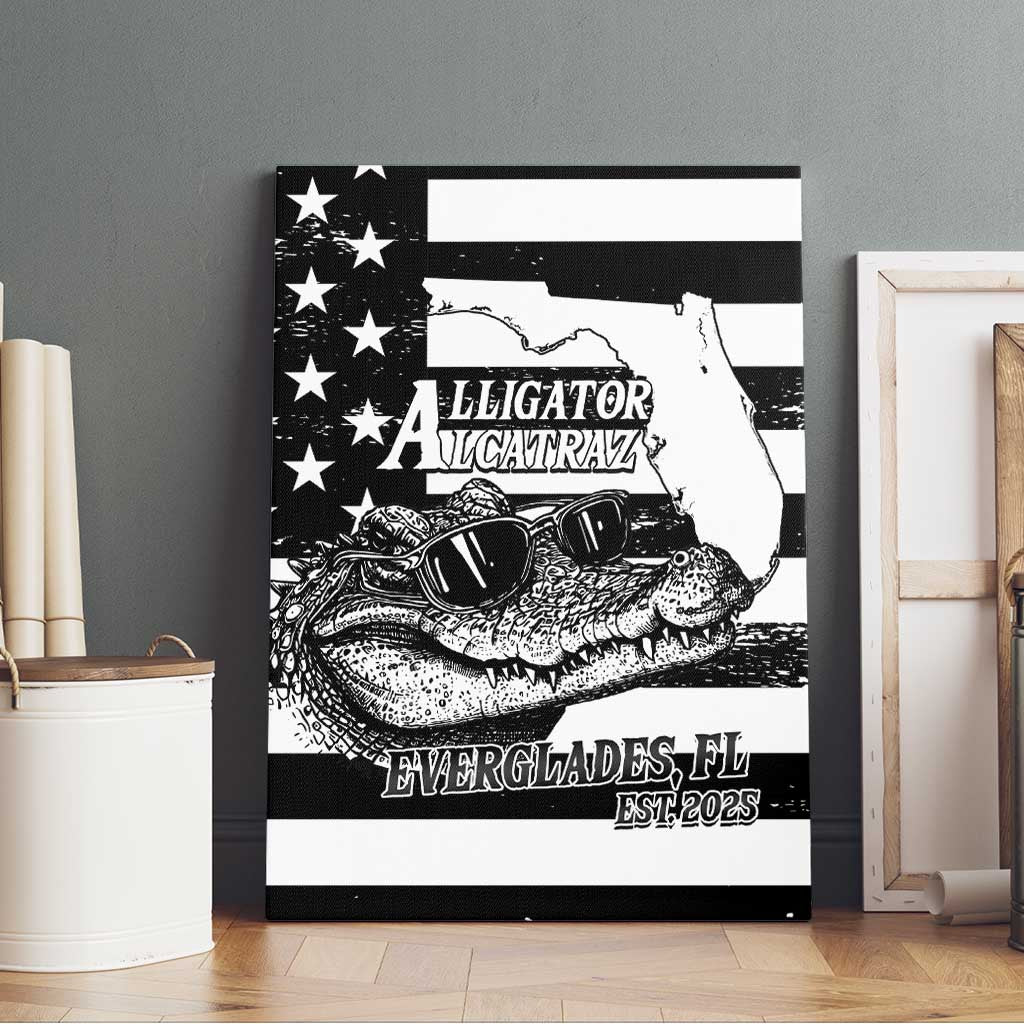 Alligator Alcatraz Canvas Wall Art Cool Gator Everglades USA Grunge Flag - Wonder Print Shop
