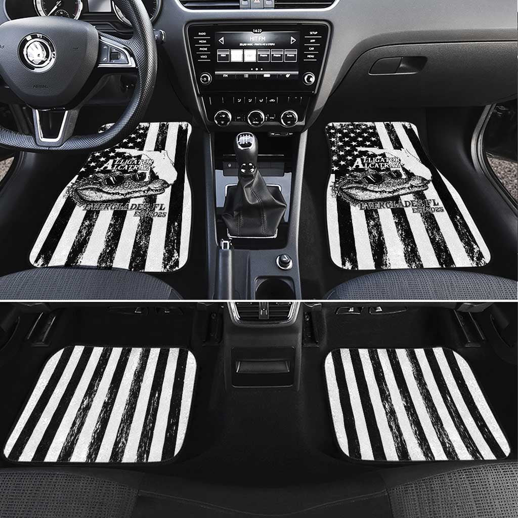 Alligator Alcatraz Car Mats Cool Gator Everglades USA Grunge Flag - Wonder Print Shop