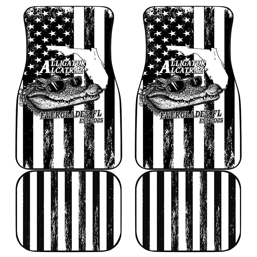 Alligator Alcatraz Car Mats Cool Gator Everglades USA Grunge Flag - Wonder Print Shop