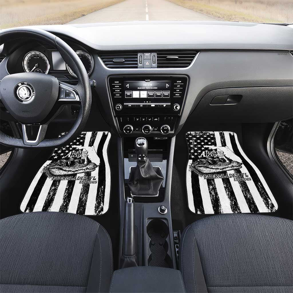 Alligator Alcatraz Car Mats Cool Gator Everglades USA Grunge Flag - Wonder Print Shop