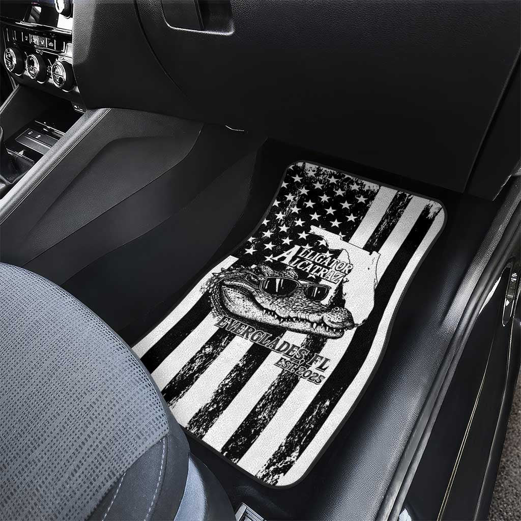 Alligator Alcatraz Car Mats Cool Gator Everglades USA Grunge Flag - Wonder Print Shop