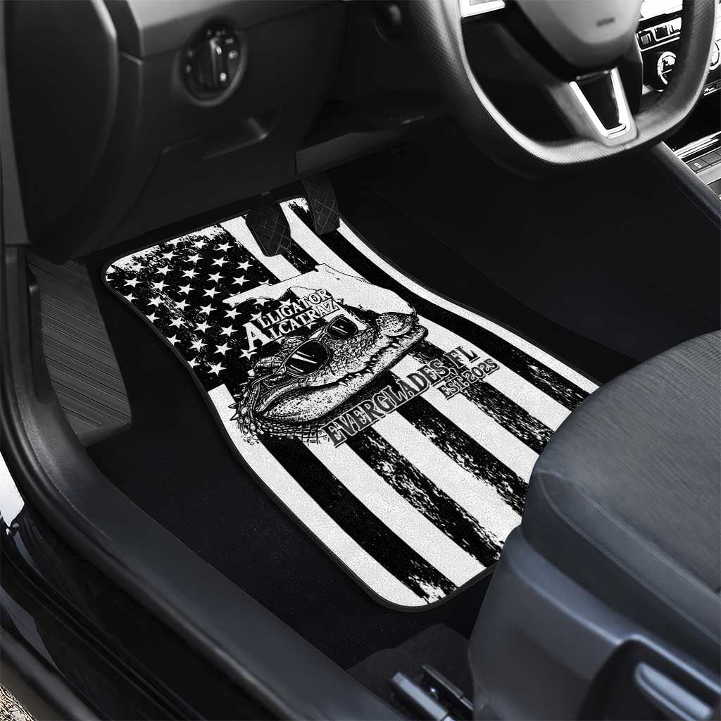 Alligator Alcatraz Car Mats Cool Gator Everglades USA Grunge Flag - Wonder Print Shop