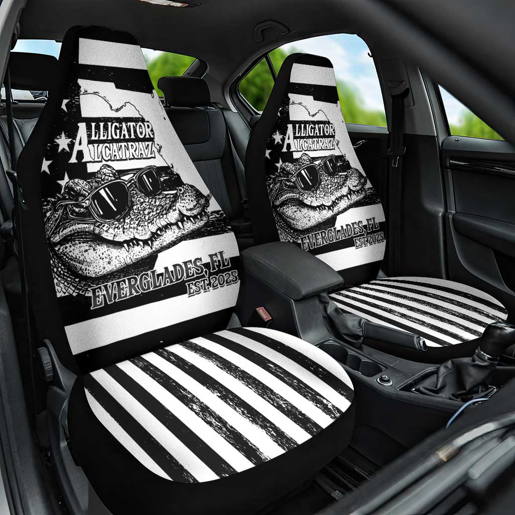 Alligator Alcatraz Car Seat Cover Cool Gator Everglades USA Grunge Flag - Wonder Print Shop