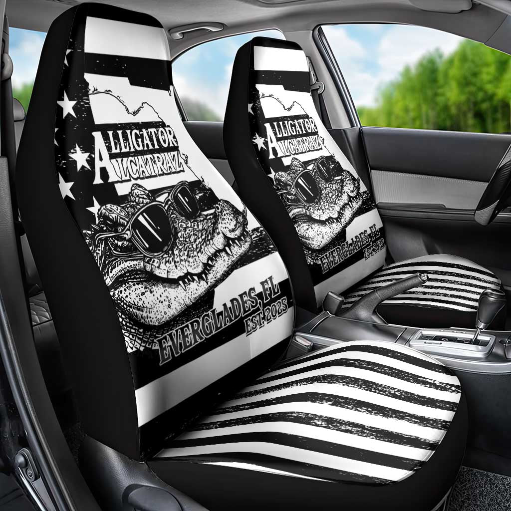 Alligator Alcatraz Car Seat Cover Cool Gator Everglades USA Grunge Flag - Wonder Print Shop
