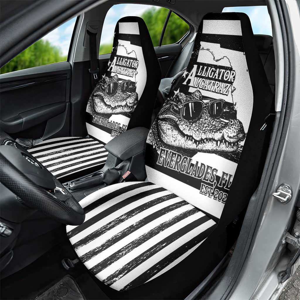 Alligator Alcatraz Car Seat Cover Cool Gator Everglades USA Grunge Flag - Wonder Print Shop
