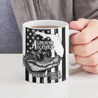 Alligator Alcatraz Ceramic Mug Cool Gator Everglades USA Grunge Flag - Wonder Print Shop