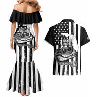 Alligator Alcatraz Couples Matching Mermaid Dress and Hawaiian Shirt Cool Gator Everglades USA Grunge Flag - Wonder Print Shop