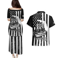 Alligator Alcatraz Couples Matching Puletasi and Hawaiian Shirt Cool Gator Everglades USA Grunge Flag - Wonder Print Shop