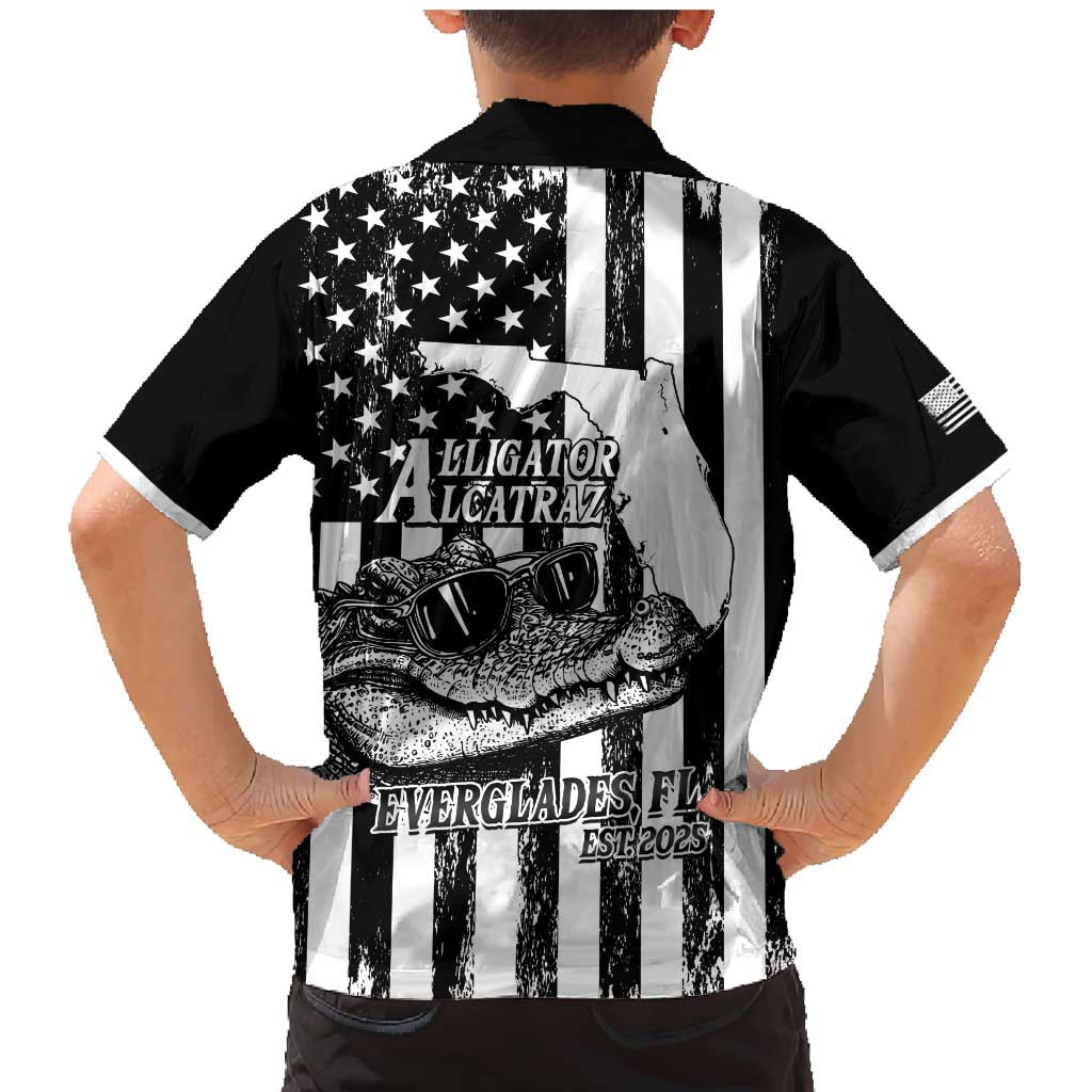 Alligator Alcatraz Family Matching Mermaid Dress and Hawaiian Shirt Cool Gator Everglades USA Grunge Flag - Wonder Print Shop