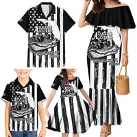 Alligator Alcatraz Family Matching Mermaid Dress and Hawaiian Shirt Cool Gator Everglades USA Grunge Flag - Wonder Print Shop