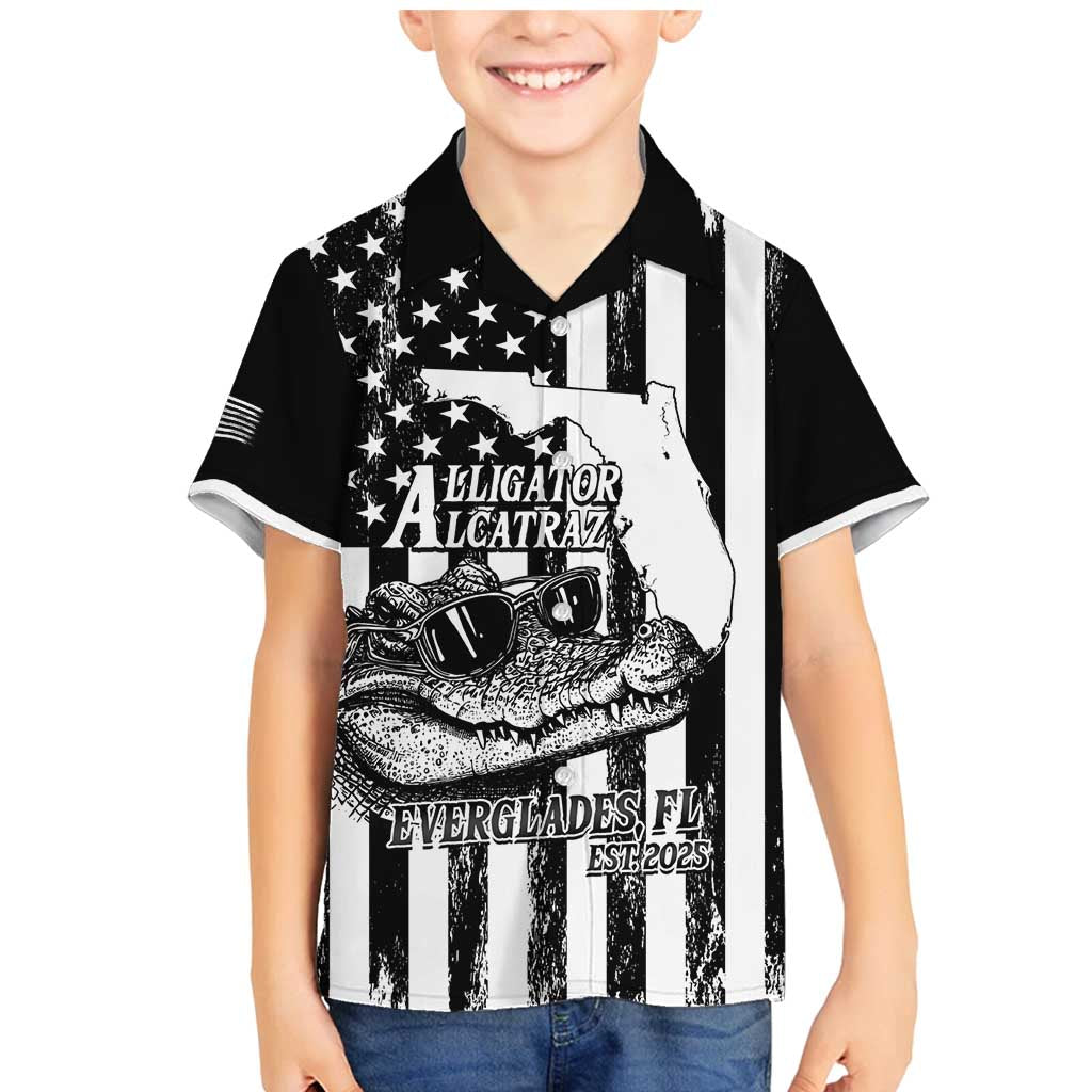 Alligator Alcatraz Family Matching Mermaid Dress and Hawaiian Shirt Cool Gator Everglades USA Grunge Flag - Wonder Print Shop