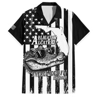 Alligator Alcatraz Family Matching Off The Shoulder Long Sleeve Dress and Hawaiian Shirt Cool Gator Everglades USA Grunge Flag - Wonder Print Shop